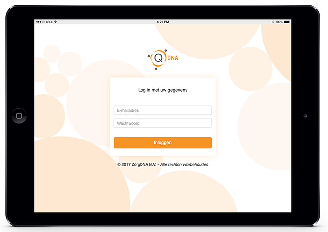 QDNA – 3. App – inlogscherm